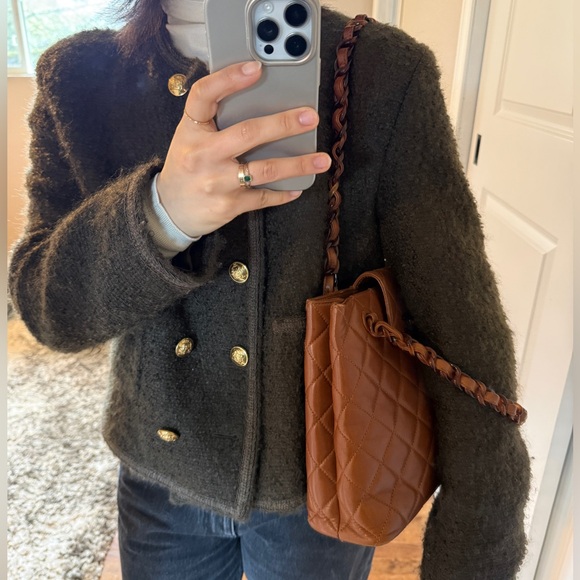 Vintage CHANEL Brown Lambskin Quilted Resin Chain Shoulder Bag 90s Rare Karl Era - Picture 2 of 16